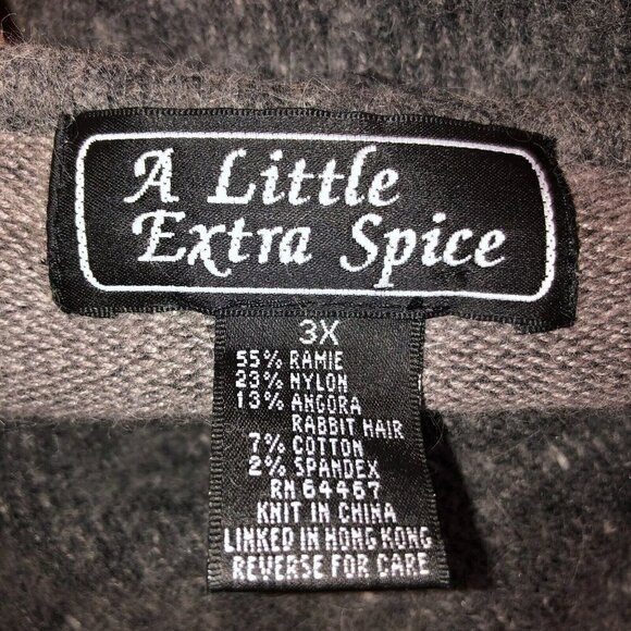 A Little Extra Spice Womens 3X Dark Gray Rabbit Hair Angora Blend Sweater - Picture 7 of 8